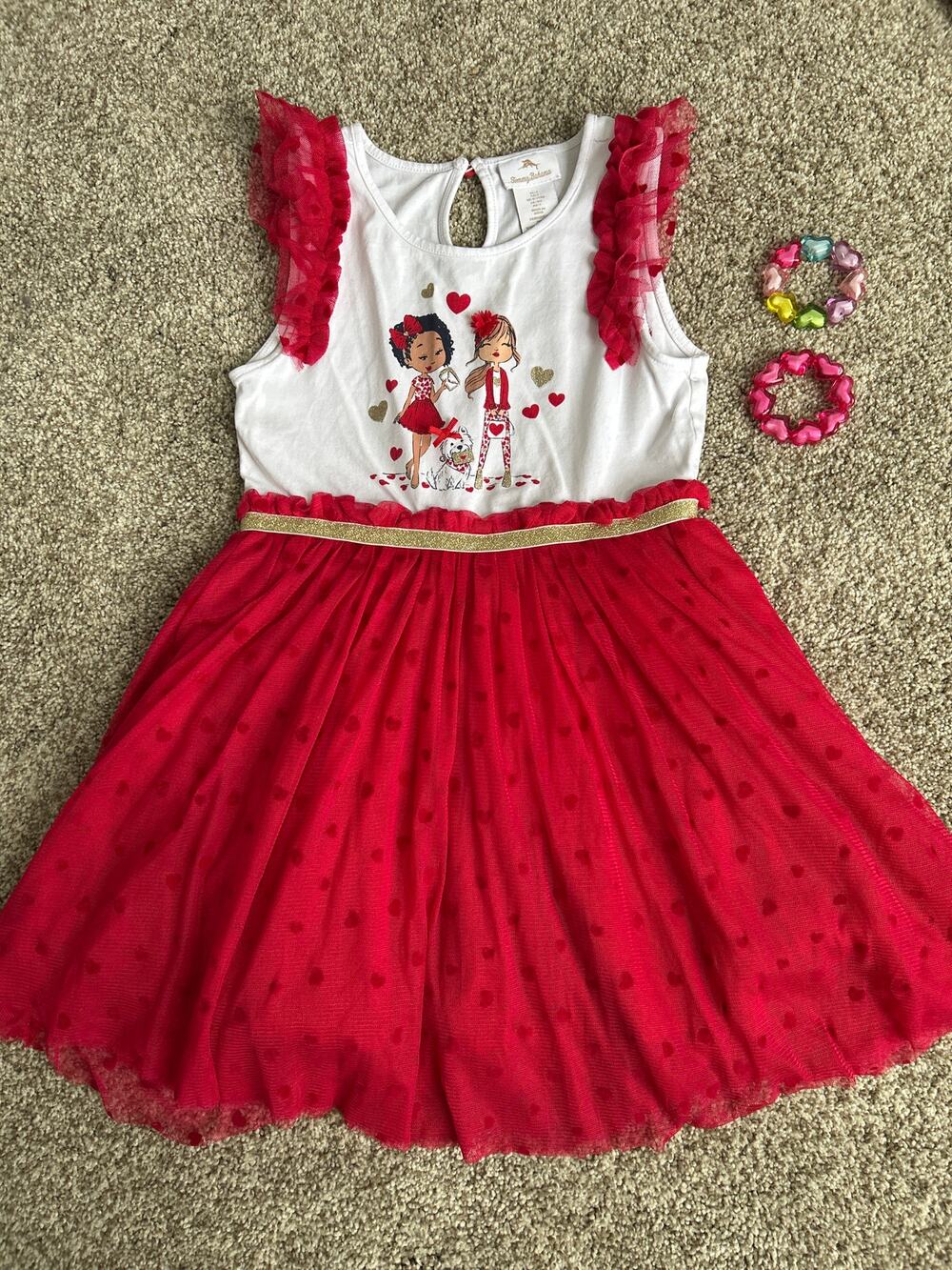 Little Girls size 7, Tommy Bahama Valentine Dress with Bracelets